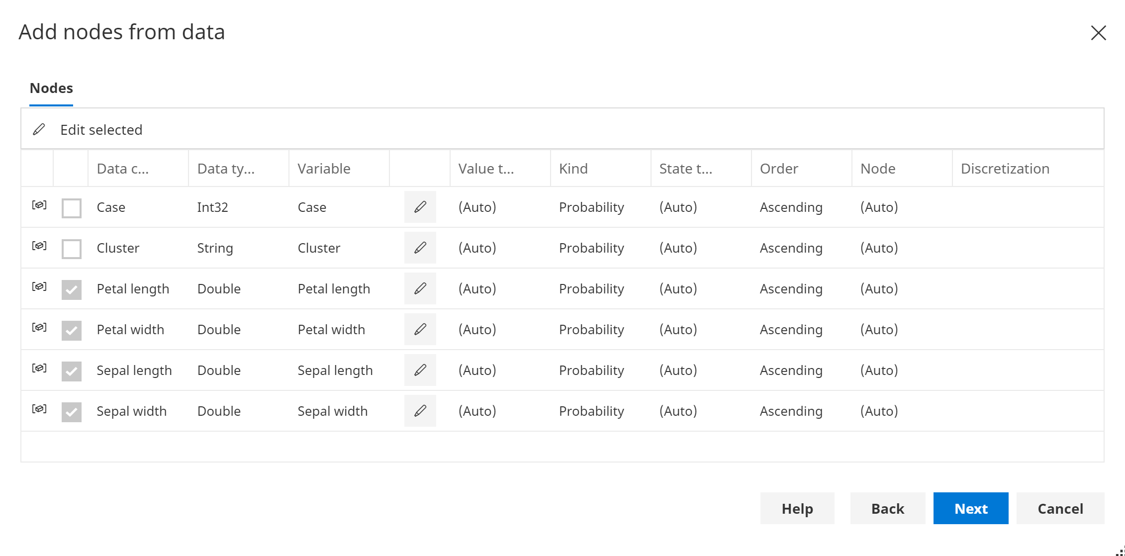 Add nodes from data