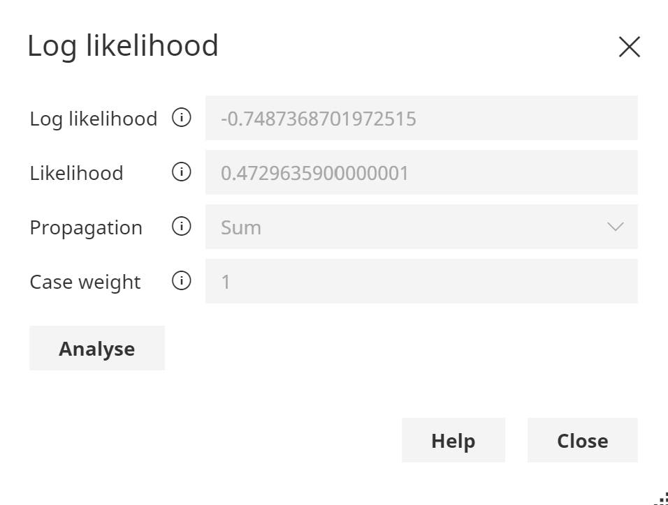 Log likelihood user interface