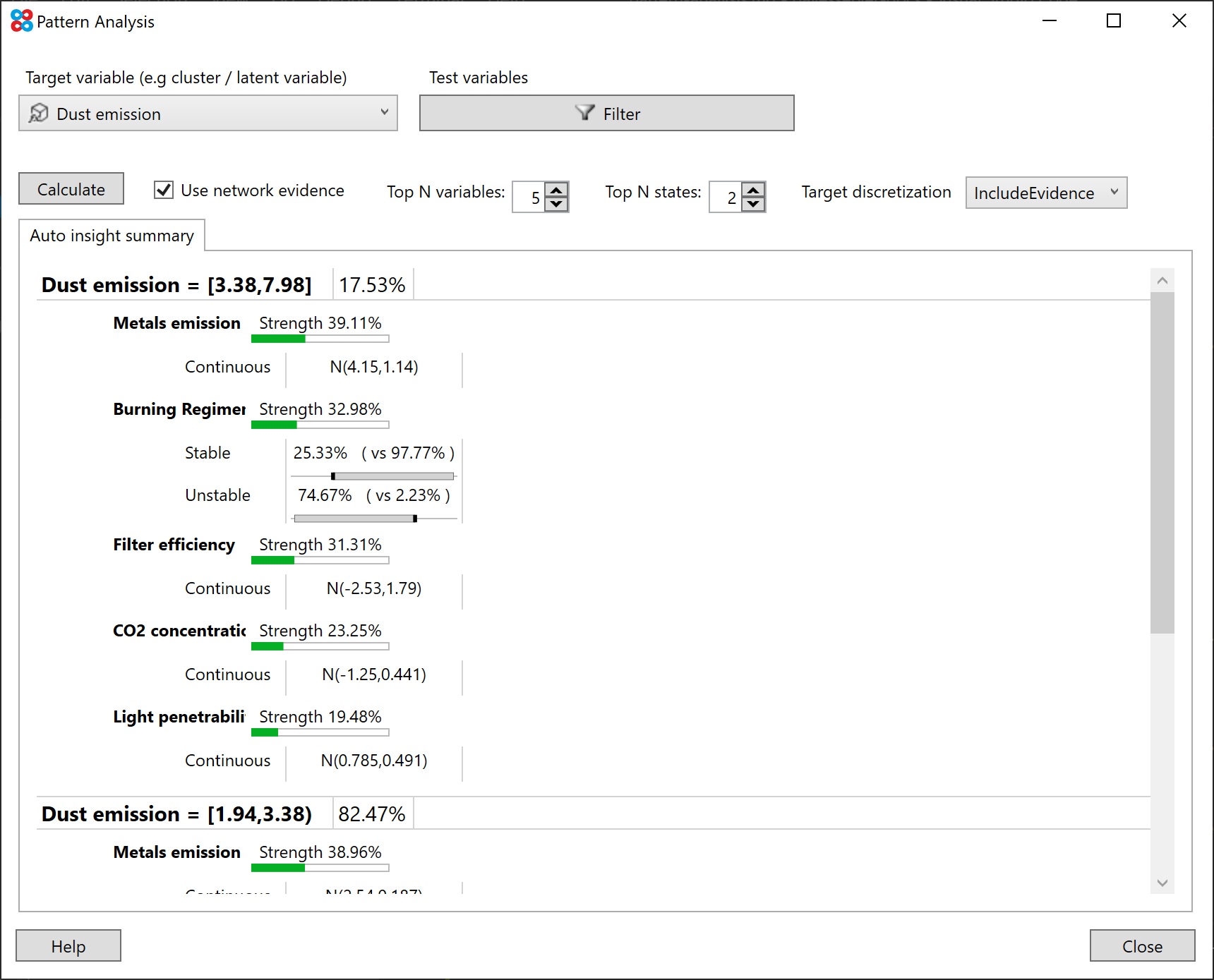 Pattern analysis continuous