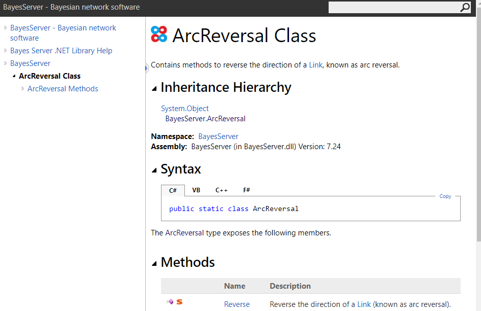 Bayes Server .NET API docs